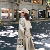 Trench coat womens long 2021 Autumn New Korean version of loose little man British style high-end temperament coat coat coat