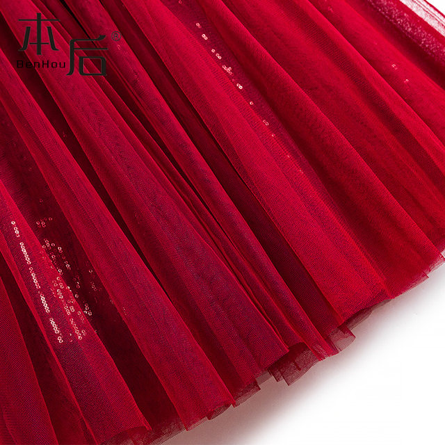 10 meters big swing skirt! Sequin mesh skirt spring and autumn women's mid-length summer drape is thin a-line long skirt gauze skirt