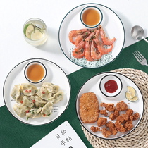 Shrimp plate Net red same partition plate with vinegar plate dumpling plate ceramic creative Nordic snack plate household potato bar