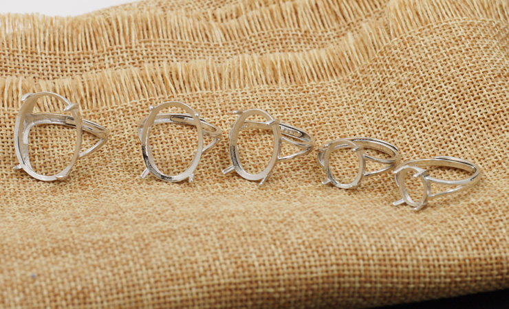 S925 sterling bạc nhẫn trống hỗ trợ Nữ nhẫn hỗ trợ khay bạc 16 * 22 15 * 20 13 * 18 10 * 12 8 * 10 nhẫn vàng trắng nam