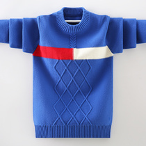 Boys sweater pullover autumn and winter plus velvet thickened winter knits