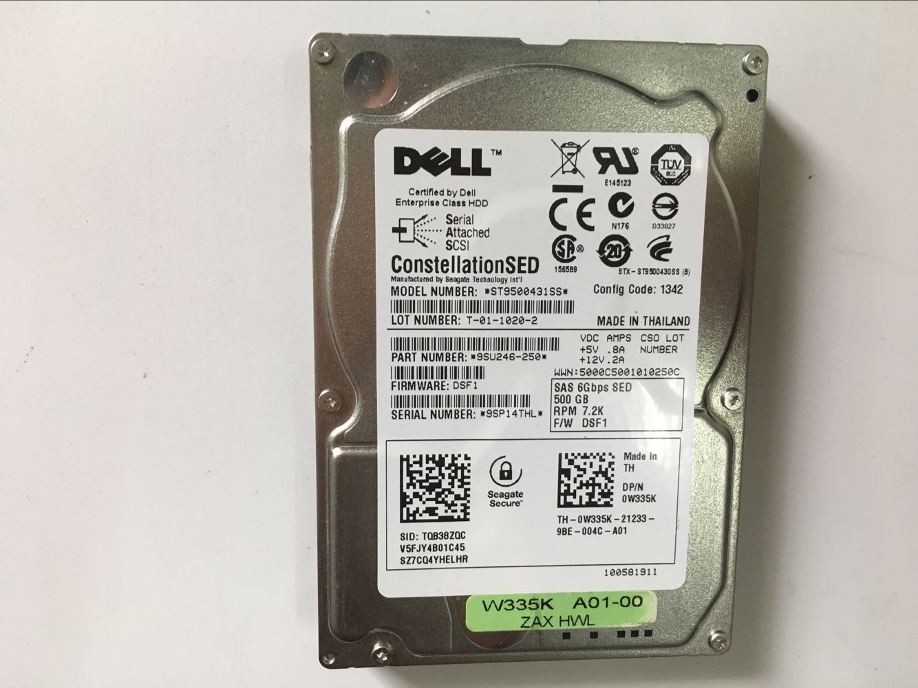 Dell Dell 500G SAS 7200 RPM Server Hard Drive st9500431ss 2 5 inch