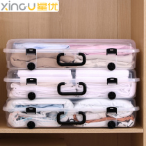 Xingyou bed bottom storage box Household flat transparent clothes finishing box with snap dormitory king-size storage box