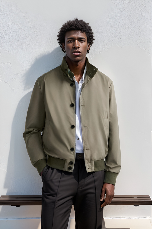 2025 Spring and Autumn Men's Jacket Simple Two-Color Commuting Jacket Baseball Uniform Bomber Jacket
