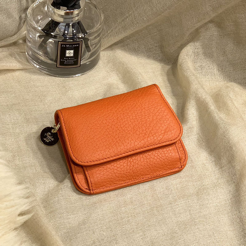 Short simple small ultra-thin women's card bag Korean ins cowhide cute card holder Korean version mini coin wallet genuine leather