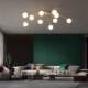 Nordic Light Luxury All-Copper Living Room Ceiling Light, Modern Minimalist and Elegant Bedroom Study Glass Lamp, Fashionable Magic Bean Lighting Fixture