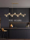 Nordic Light Luxury All-Copper Dining Room Chandelier Modern Minimalist Dining Table Lamp Designer Creative Bar Crystal Strip Lighting
