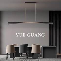 All-Copper Minimalist Restaurant Chandelier, Modern Simple Creative Island Bar Lighting, Design-Inspired Linear Strip Light