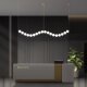 All-Copper Magic Bean Restaurant Chandelier, Modern Minimalist Nordic Creative Long Strip Light Luxury Pearl Necklace Dining Table Lighting Fixture