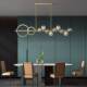 Modern Minimalist All-Copper Dining Room Chandelier, Creative and Unique Crystal Ball Long Strip Light, Light Luxury Dining Table Bar Island Chandelier