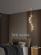Bedroom Bedside Chandelier, Modern and Simple, All-Copper, Light Luxury, Long Line, Duplex Staircase, Single-Head Background Wall Crystal Small Chandelier