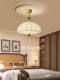 All-Copper American-Style Vintage Bedroom Pendant Light, New Fabric Art Lamp for Study, Master Bedroom, Dining Room, French Mid-Century Style Solid Wood Lighting Fixture