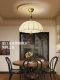 All-Copper American-Style Vintage Bedroom Pendant Light, New Fabric Art Lamp for Study, Master Bedroom, Dining Room, French Mid-Century Style Solid Wood Lighting Fixture