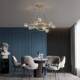 Modern Minimalist All-Copper Light Luxury Living Room Chandelier with Round Crystal Ball, Nordic High-End Trendy Bedroom and Dining Room Lighting