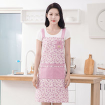 Apron floral bamboo cotton apron kitchen home apron work apron summer breathable oil-proof apron