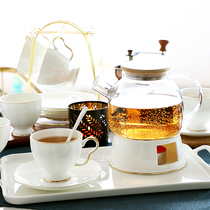 Boiled flower tea Fruit tea Tea set Flower tea cup Afternoon tea Bone China light luxury ceramic teapot Household candle heating