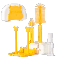 Baby silicone portable bottle brush baby special cleaning brush travel storage box drain rack set cleaning brush