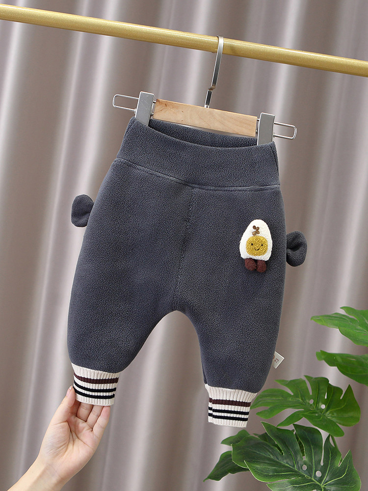 Baby high waist protective belted pants plus suede autumn winter cotton pants boy fart pants female baby thickened large pp pants winter dress-Taobao