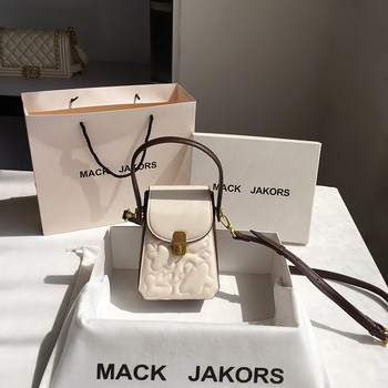 MackJakors leather small fragrance style diamond bag female 2022 new chain mobile phone bag shoulder messenger small bag