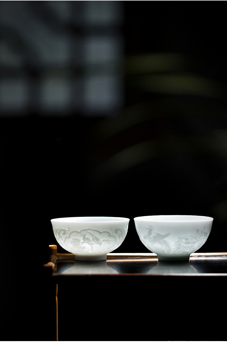 Yu ware jingdezhen ceramic cups hand - carved phoenix pay-per-tweet sample tea cup masters cup kung fu tea cups