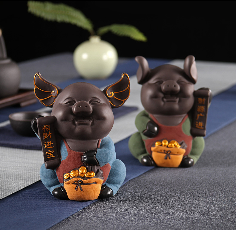 Yu is thousand pig piggy bank get money box color sand clay pet pig tea to keep creative furnishing articles play tea tea accessories