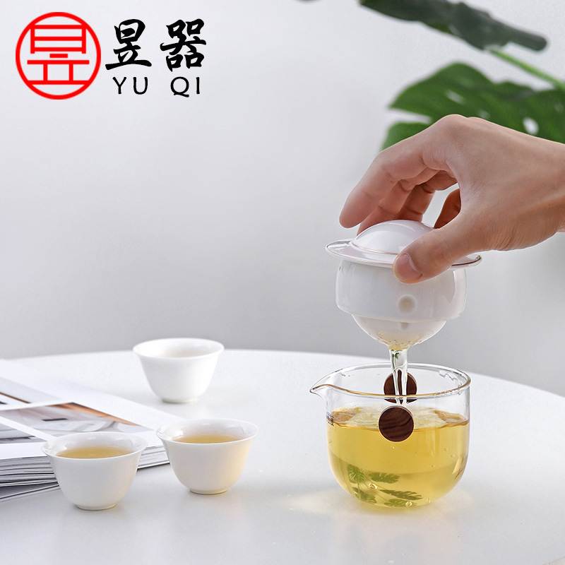 Yu machine ET ceramic rotating crack a pot of three work travel kung fu tea set is suing the car make tea