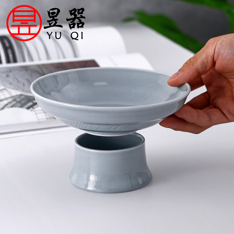 Yu is the creative household high ring foot dry fruit tray ceramic fruit bowl Chinese style restoring ancient ways is the sitting room tea all the plate