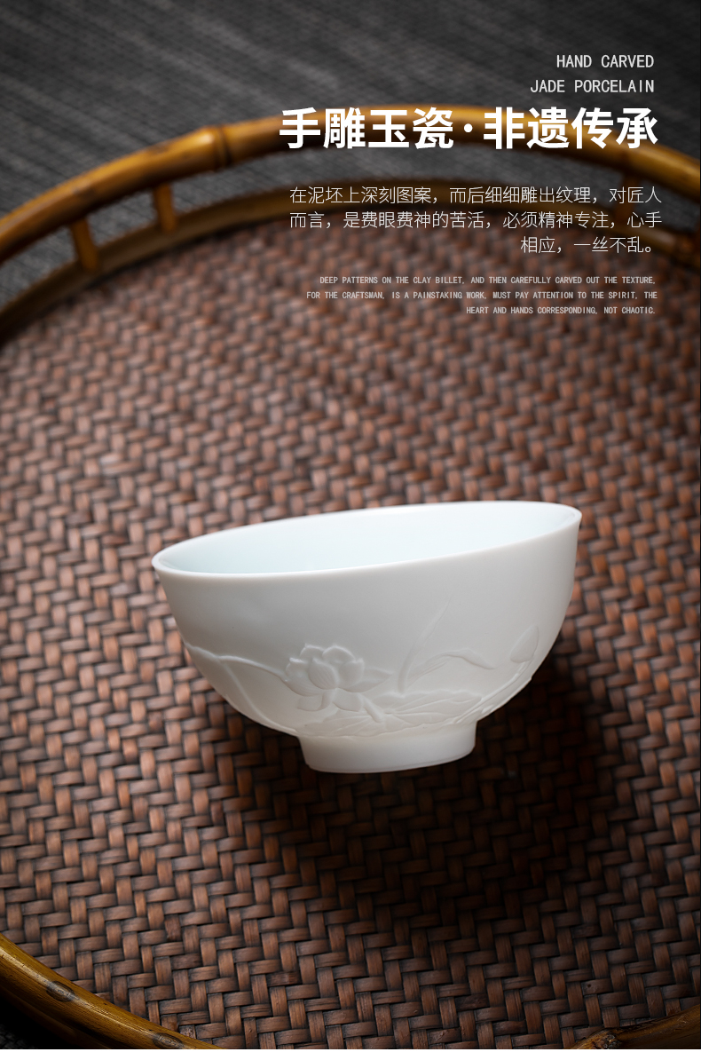 Yu ware jingdezhen ceramic cups water lotus kung fu tea sample tea cup manual its master cup single CPU