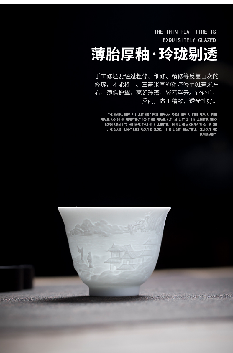 Yu ware jingdezhen ceramic cups four famous towers sample tea cup jade mud kung fu tea tea set the master CPU