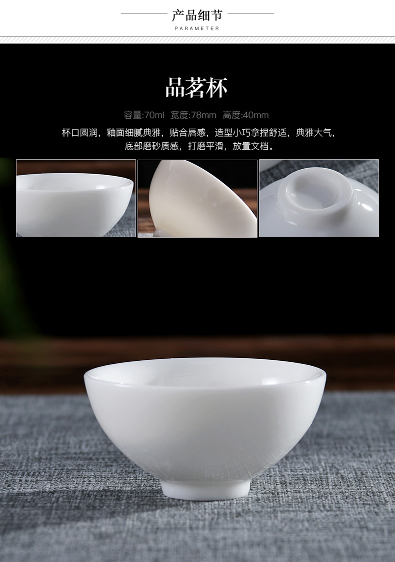 Yu is dehua white porcelain suet jade China kung fu tea cup teapot GaiWanCha wash cup sample tea cup set