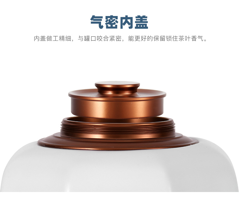 Yu is white porcelain decal caddy fixings ceramic honeypots sealing metal lid loose tea and tea pu - erh tea storage warehouse moistureproof