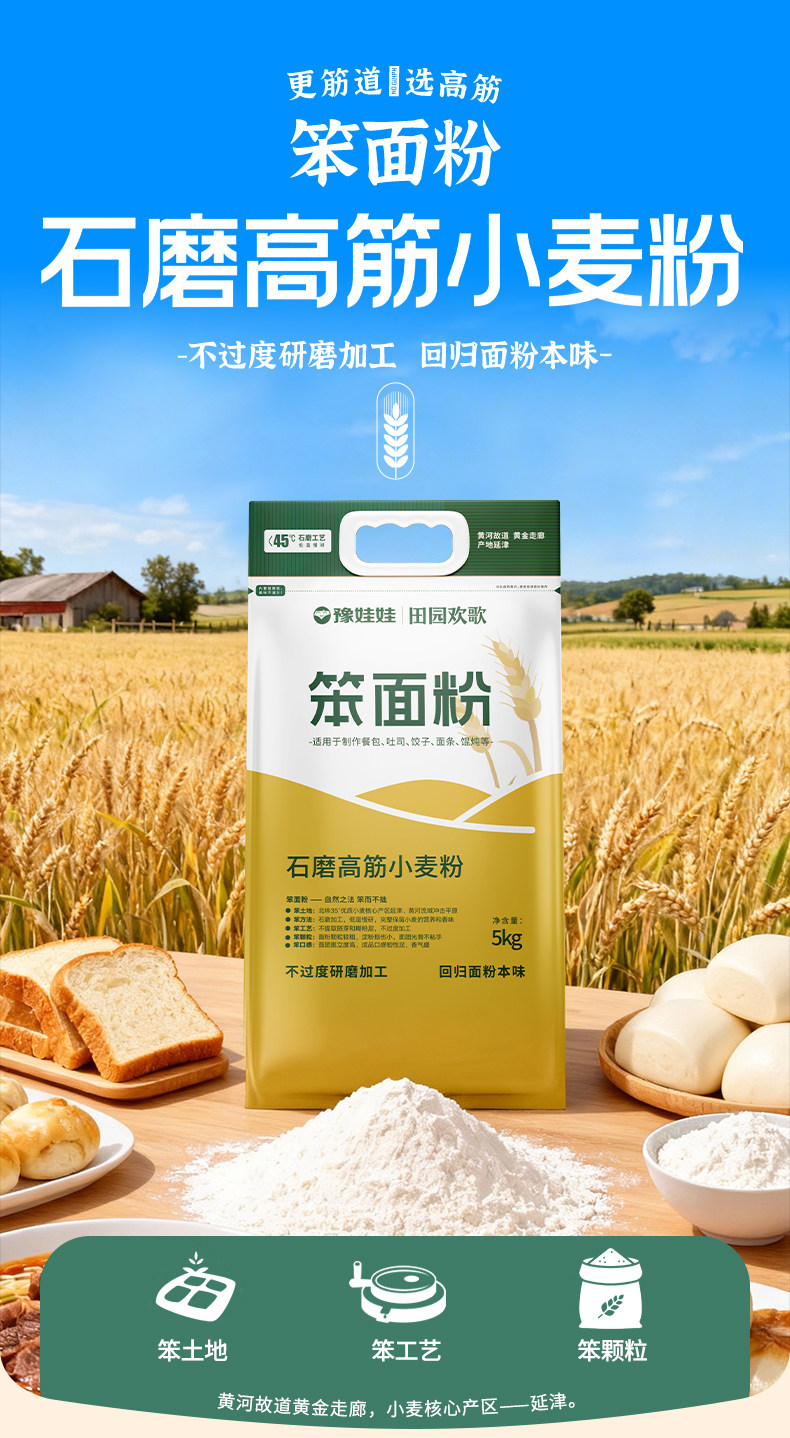 安享好物 安享A级小麦面粉-豫娃娃高筋小麦粉 国标 