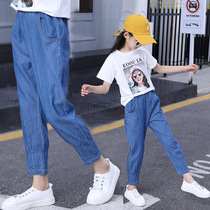 Girls anti-mosquito pants summer thin model 2021 New Tong tans jeans loose summer childrens pants