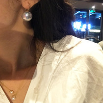 Silver Blue Mabey Earrings Large 16mm Polar Light Bay Beads High Quality Preferred Pearl Retro Heben Temperament Emulation Ear Hook