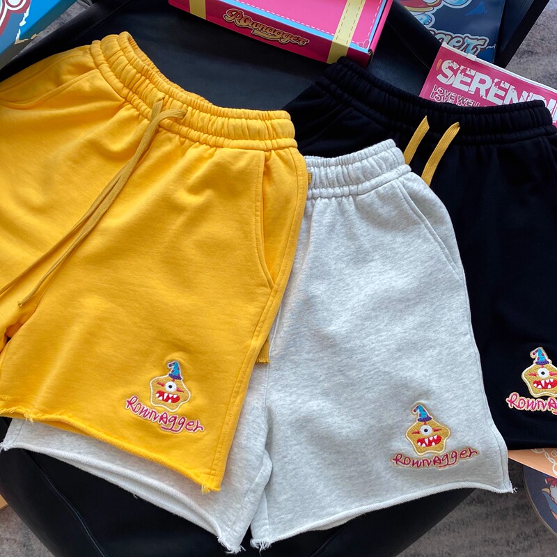 Paper Bag Home Summer "Star Monster Embroidery Fashion Shorts" 8002 Pure Cotton Korean Style Slimming Shorts Paper Bag Home Summer "Star Monster Embroidery Fashion Shorts" 8002 Pure Cotton Korean Style Slimming Shorts