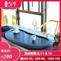 Zhixintang tea tray Natural black gold stone whole stone Creative tea table Tea sea tea tray Office household tea tray