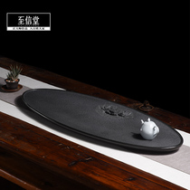 Zhixintang Masters work Whole handmade natural black gold stone tea tray Stone head tea table Large tea sea household tea set