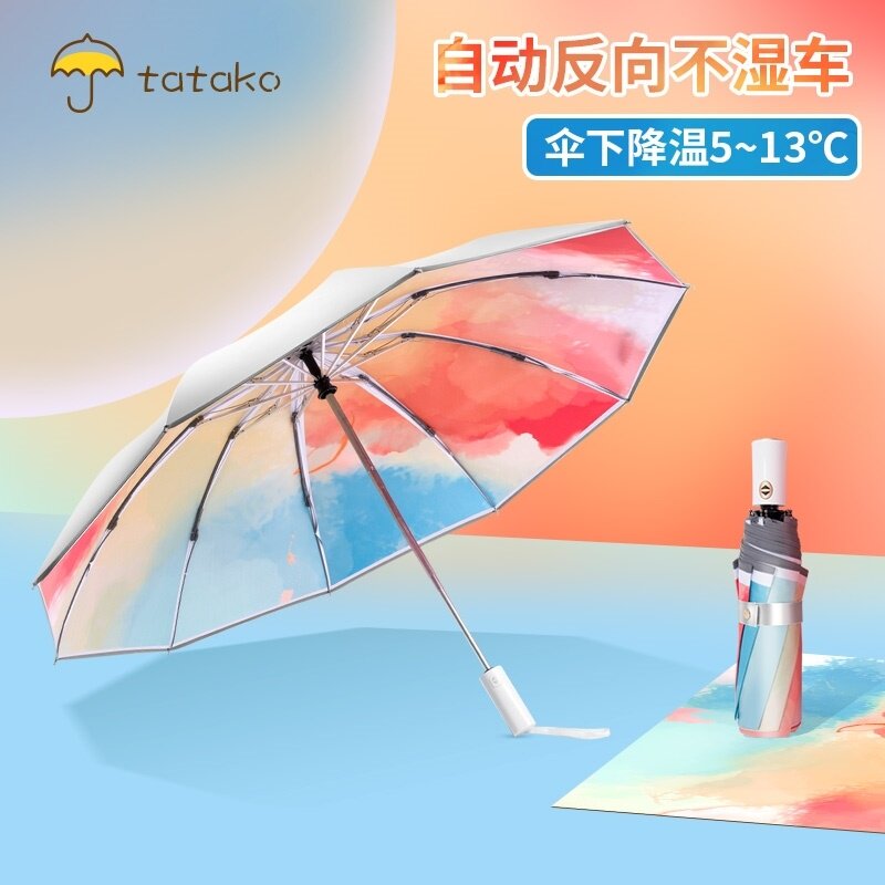 Japan CK shading umbrella female summer super sun protection with small portable automatic clear and rain dual-use sunshade