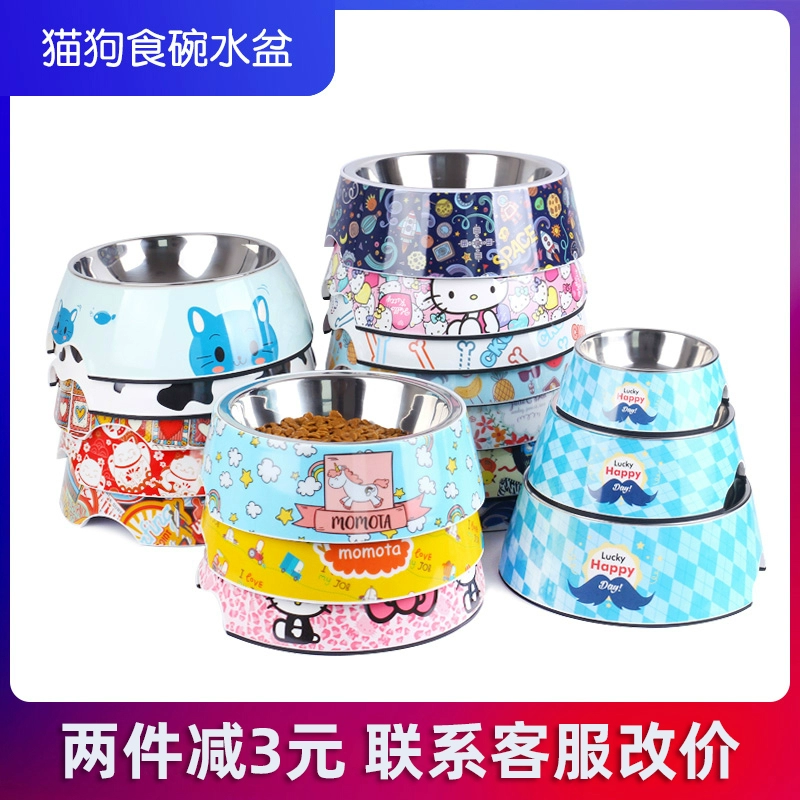 Pet dog bát mèo bát mèo melamine puppy dog ​​pot mèo pot teddy dog ​​Golden retriever thức ăn bát thép không gỉ con chó bát cơm - Cat / Dog hàng ngày Neccessities