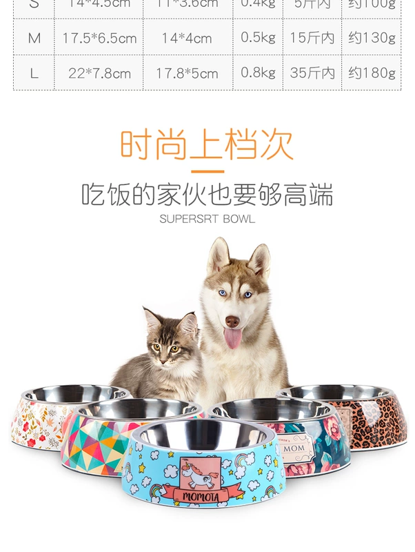 Pet dog bát mèo bát mèo melamine puppy dog ​​pot mèo pot teddy dog ​​Golden retriever thức ăn bát thép không gỉ con chó bát cơm - Cat / Dog hàng ngày Neccessities