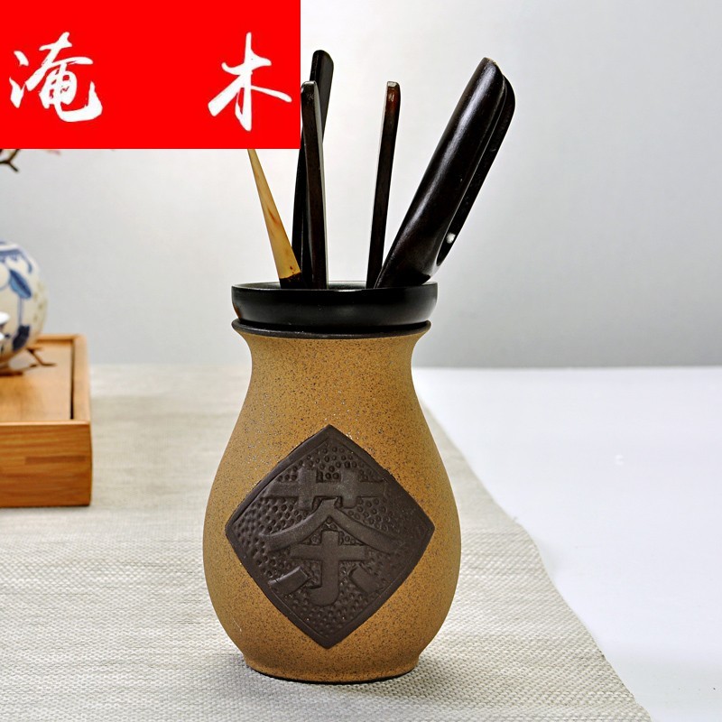 The Six gentleman 's suit wood, ceramic tea accessories ebony wood wenge kung fu tea accessories