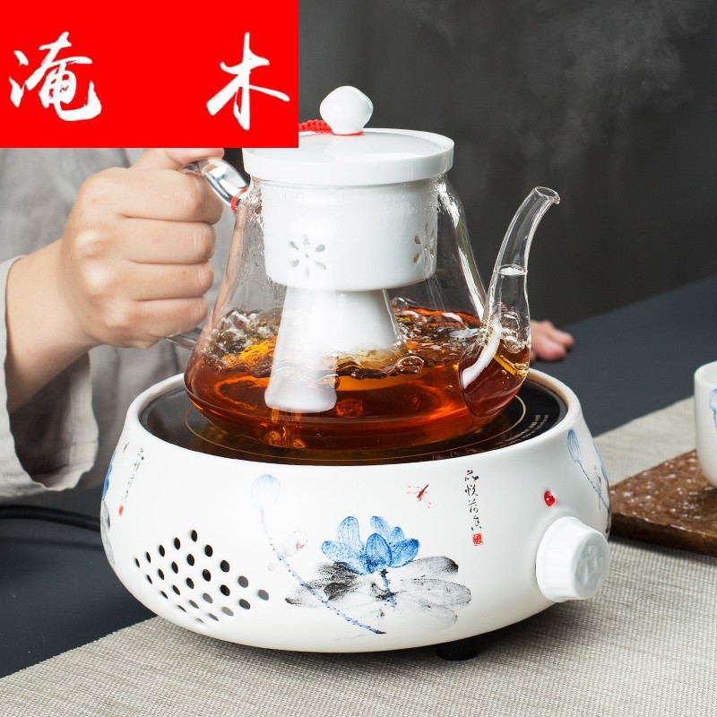 Submerged wood cooked a whole set of heat - resistant glass teapot tea steamer household contracted automatic electric TaoLu boiled tea set