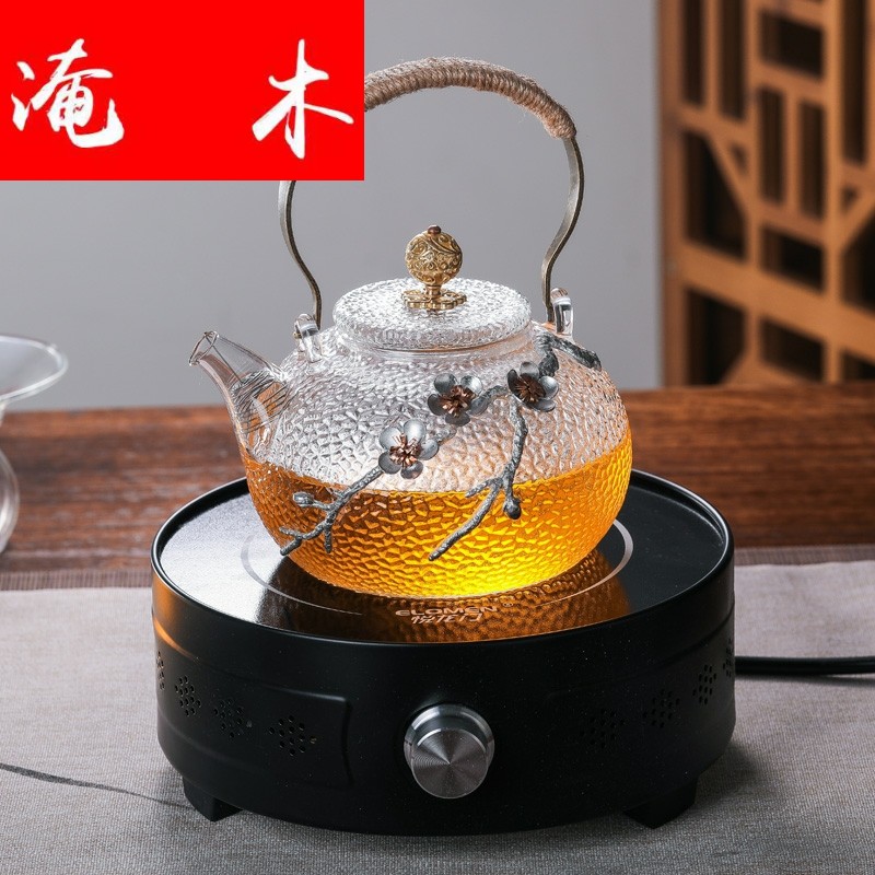Flooded straight wood pure manual heat - resistant glass heat hammer cooking pot electricity TaoLu special kettle copper girder