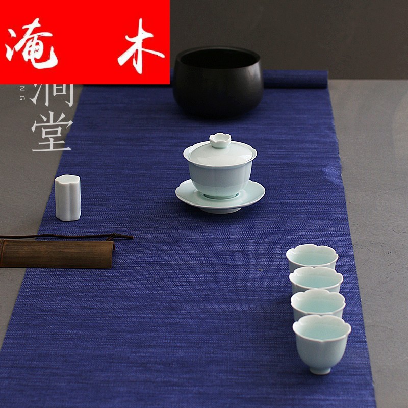 Submerged wood tureen large ceramic kung fu tea cup tea bowl of jingdezhen shadow celadon hand cut three to cover