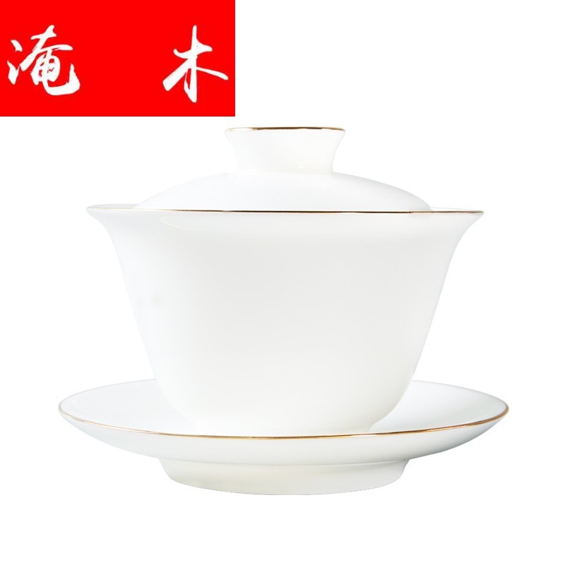 Submerged wood craft sweet white only three tureen jingdezhen thin foetus white jade porcelain tea cups to use of Japanese household kunfu tea
