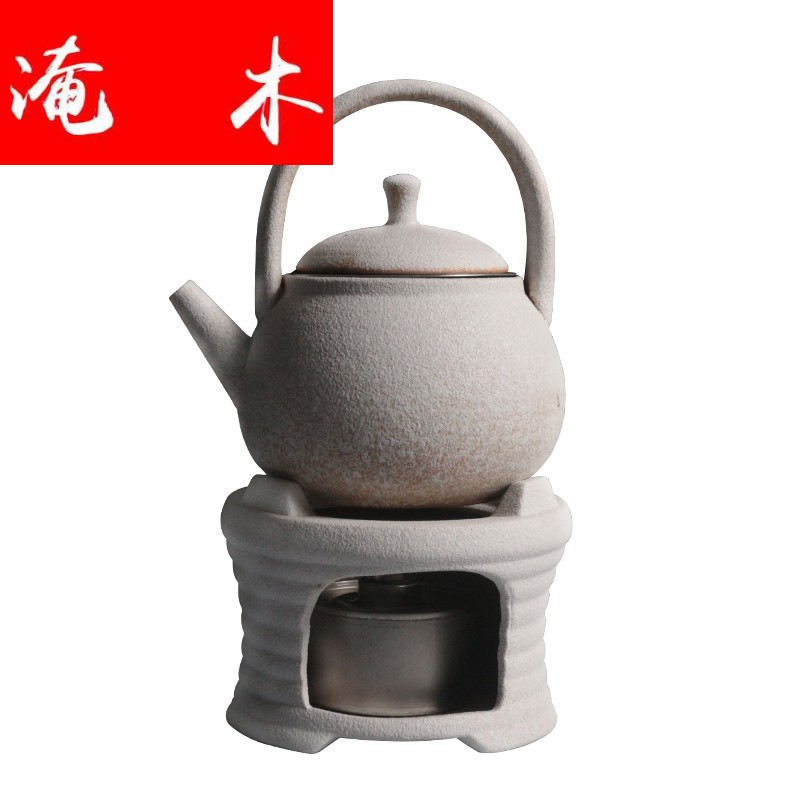 Flooded wooden Japanese coarse pottery boiling tea stove ceramic alcohol furnace flame kettle black pottery tea base of heating insulation