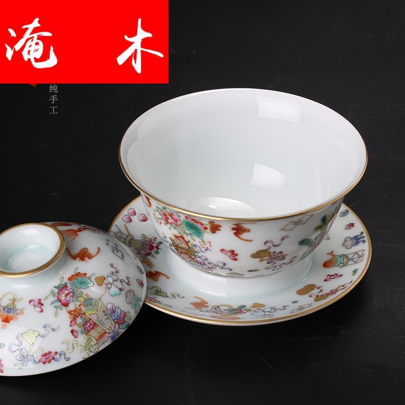 Submerged wood level pastel paint antique grain tureen jingdezhen manual all three bowl tea hand - made