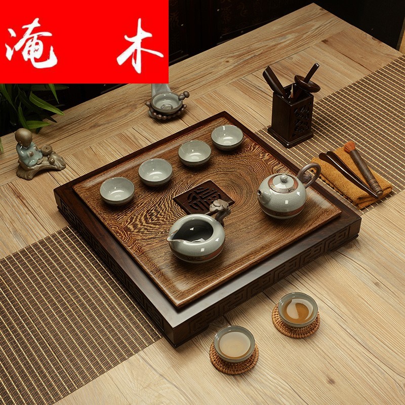 Flooded wenge wood tea tray was solid wood home large sets of purple sand tea set suit ebony tea sea drainage contracted