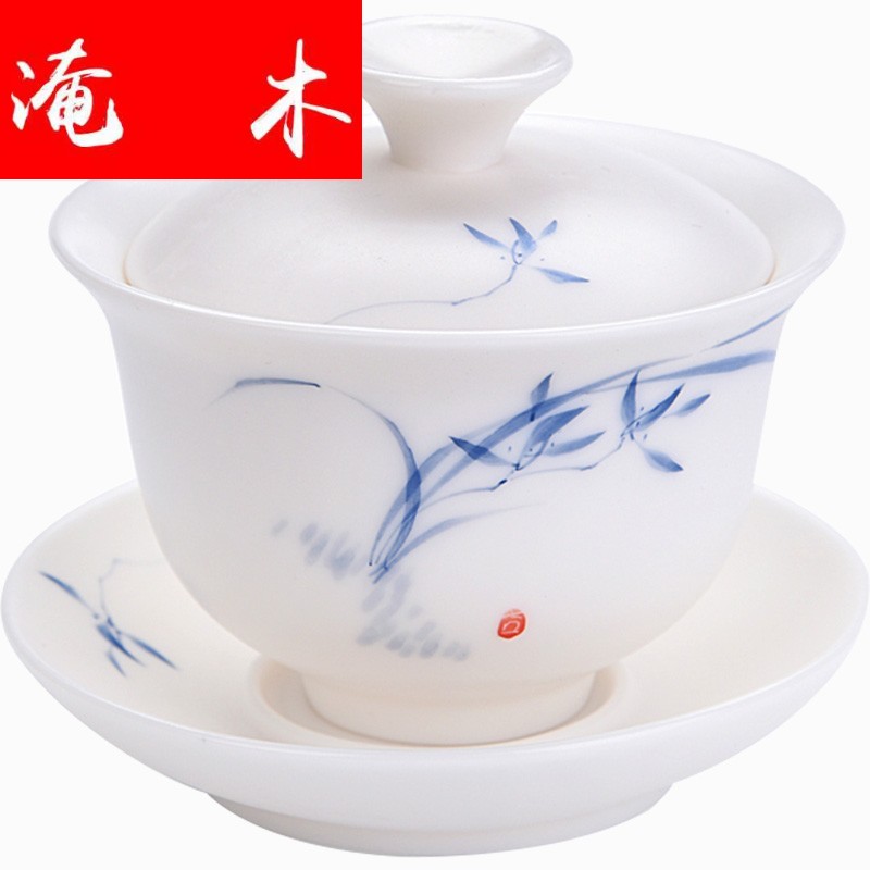 Submerged wood gode hand - made white porcelain tureen ceramic cups large only three bowl dehua kung fu tea tea set