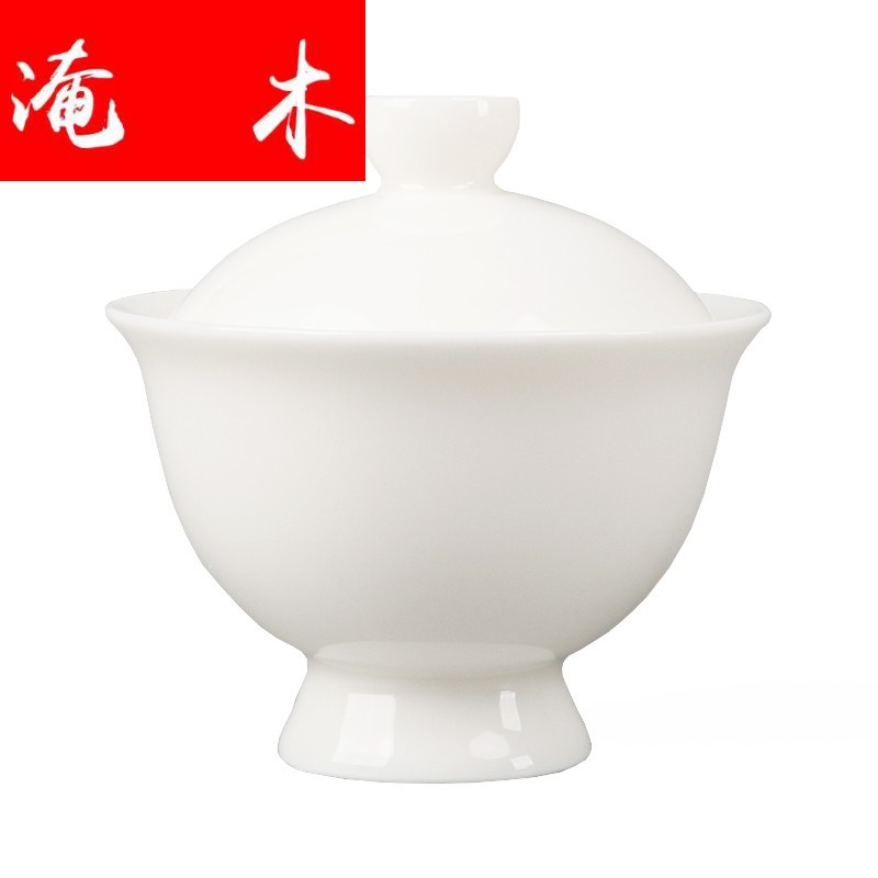 Flooded lignin in wood as suet jade ceramic tureen manual white porcelain contracted large tea for kung fu tea bowl